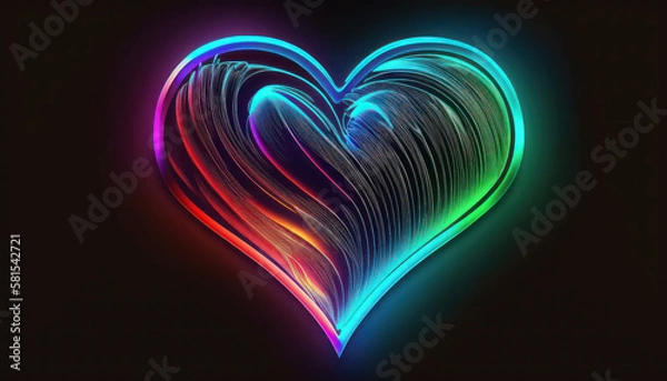 Fototapeta heart love romance symbol icon with dark background Generative AI, Generativ, KI