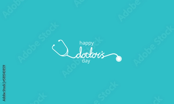 Obraz happy doctor's day text line stetoscope