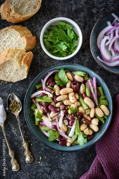 Obraz Prepared three beans salad