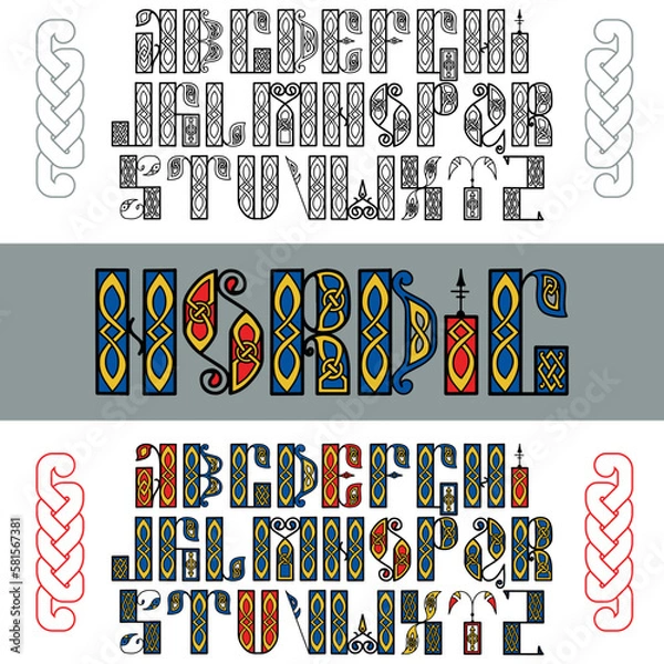 Fototapeta Author s stylish celtic font with patterns. Celtic knot.