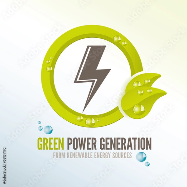 Obraz Green power badge for renewable energy sources