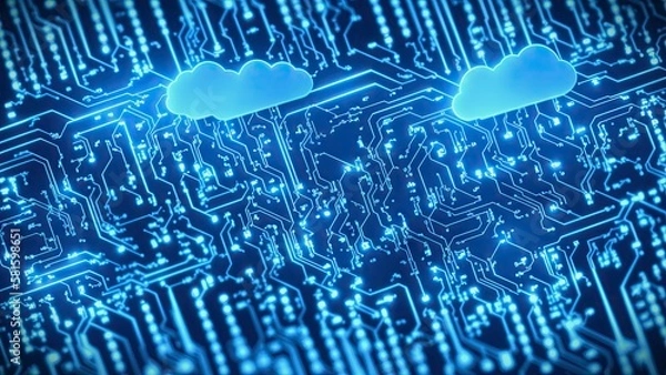 Obraz Cloud computing - electronic circuit board - generative AI