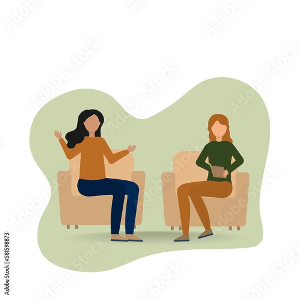 Obraz A woman at a reception, interview. Vector illustration.