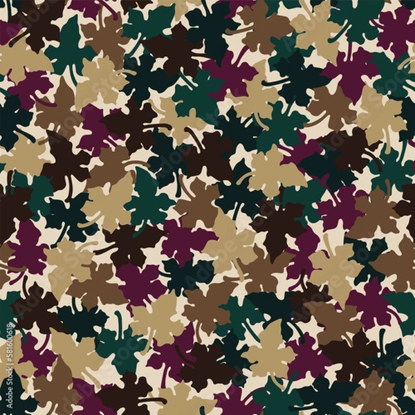 Fototapeta Fall Colorful Leaves Seamless Vector Repeat Pattern