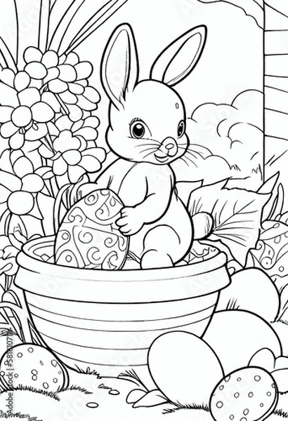 Fototapeta Easter Coloring Book Page
