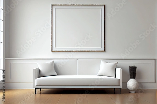 Obraz Effortlessly Showcase Your Artwork with Modern Classic Blank Picture Frame Mockup: The Ultimate Mockup Resource for Graphic Designers, POD Sellers, and Etsy Shop Owners | Generative AI Art