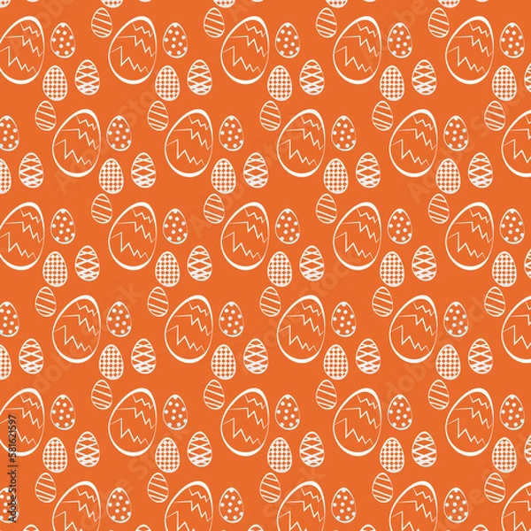 Fototapeta EASTER EGGS SEAMLESS PATTERN ORANGE BACKGROUND