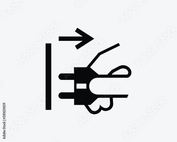 Fototapeta Pull Out Unplug Electrical Wall Plug Socket Disconnect Black White Silhouette Sign Symbol Icon Clipart Graphic Artwork Pictogram Illustration Vector