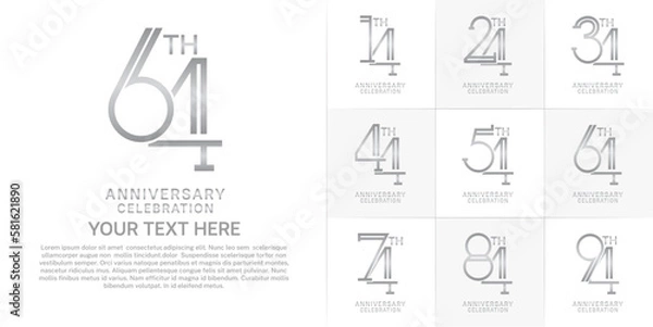 Fototapeta set of anniversary logotype silver color for special celebration event