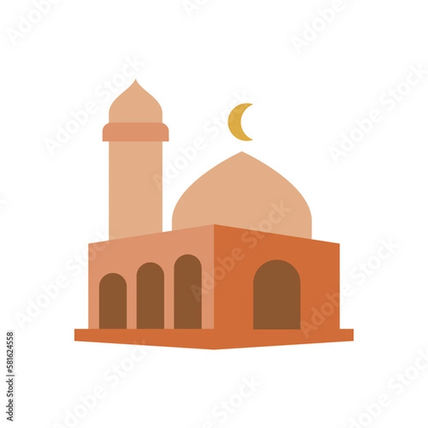 Obraz aesthetic cute Mosque sticker icon. vector format file