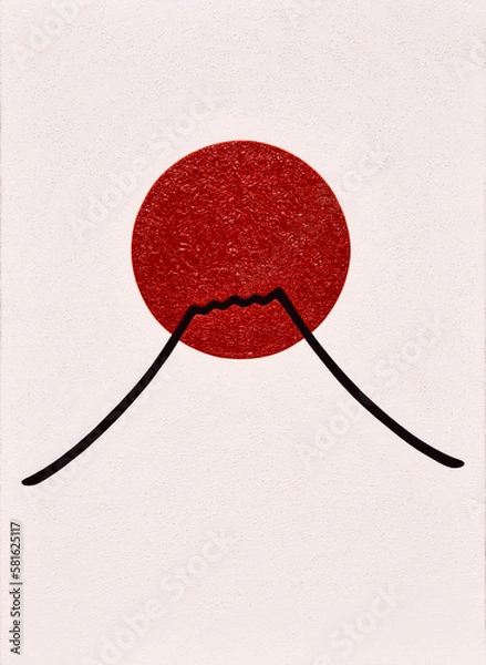 Obraz 日の丸の太陽と富士山