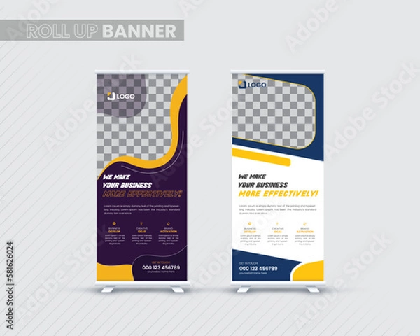 Obraz Modern business agency stands x banner design stands template layout for exhibition with 2 design and 2 color. display banner, brochure,  Standee Banner editable street banner vector template 
