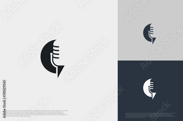 Fototapeta Audio microphone podcast icon illustration flat style isolated, application, studio, radio, broadcasting, user interface, concept logo
