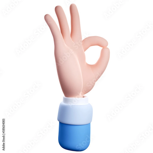 Fototapeta 3D Illustration of Ok hand gesture, Concept of Work, Business and UI