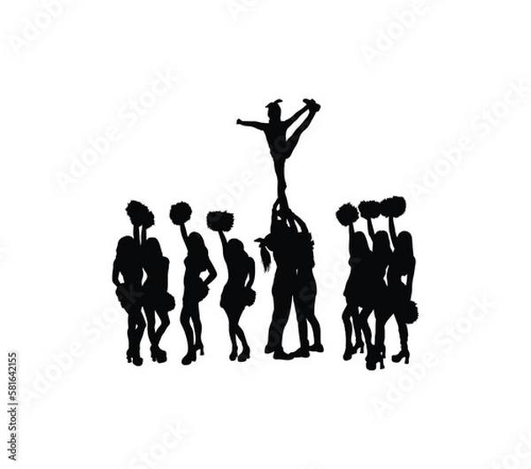 Obraz Cheerleader Activity Silhouettes, art vector design
