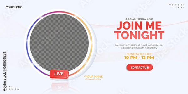 Obraz Instagram Post template to promote instagram live video.