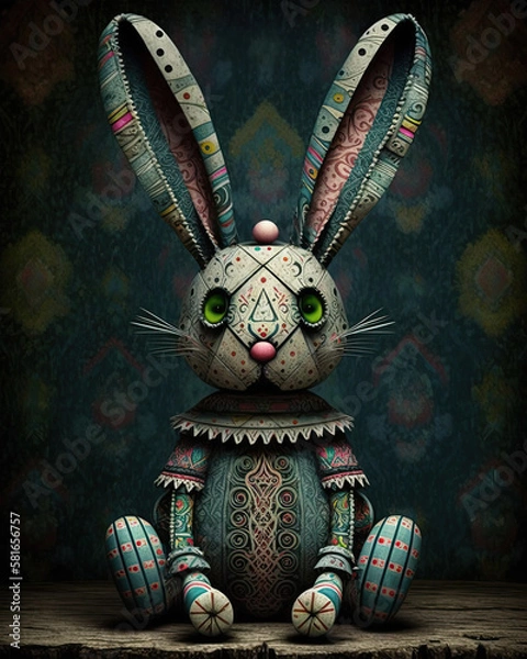 Fototapeta Whimsical Nightmare Bunny Scary Cute Easter Halloween Characters Generative AI