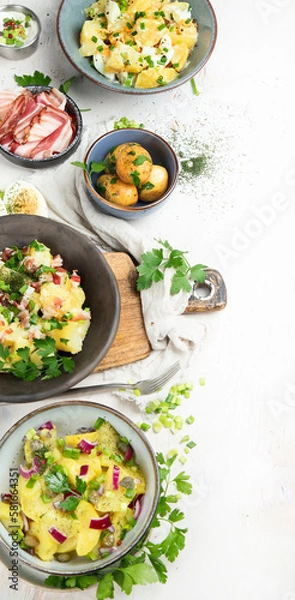 Obraz Set with different potato salads