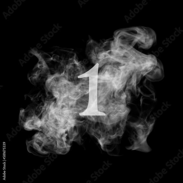 Fototapeta Smoke effect number gray color on black background, design for your business