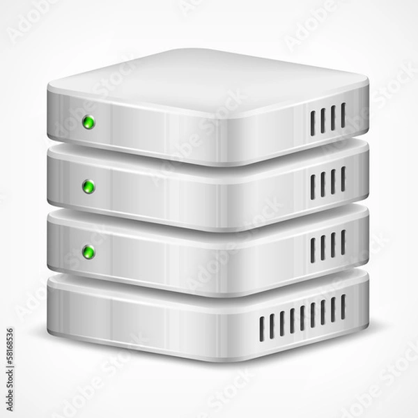 Obraz Database, computer hard disk isolated on white, vector