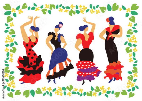 Fototapeta フラメンコダンサーズ_4人の女性