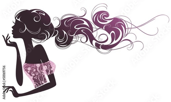 Obraz Девушка с розовыми прядями волос