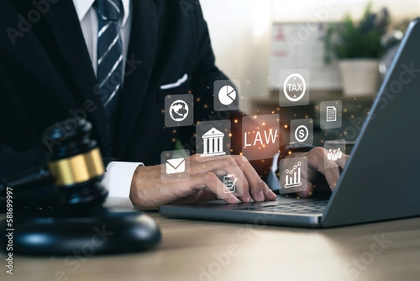 Obraz Legal advice online, labor law concept, layer or notary working for business company..