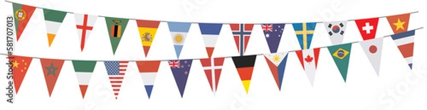 Fototapeta Garland with pennants in international colors	
