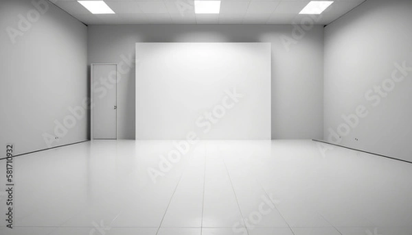 Fototapeta Modern professional photo studio interior with photograph equipment. Horizontal indoor background with copy space. AI generative image.