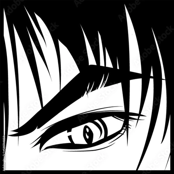 Obraz Furious look of a man in manga and anime style.