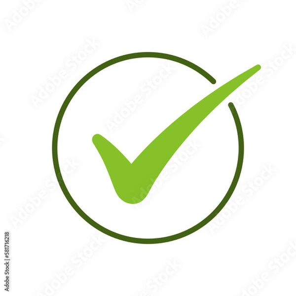 Obraz Check mark rounded symbol with circle. Vector stock illustration.