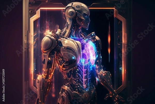 Fototapeta Android, Robot, Cyborg: Futuristic Art. Generative AI. 