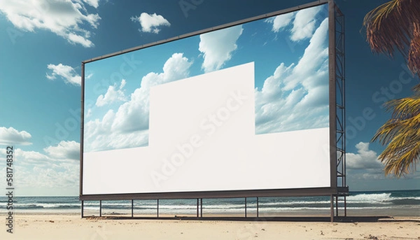 Fototapeta Elevate your advertising with this stunning billboard mockup on the beach. Generative Ai