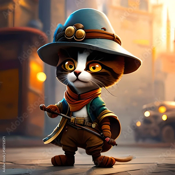 Obraz 3d cat with a hat