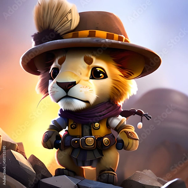 Obraz cute lion with a hat