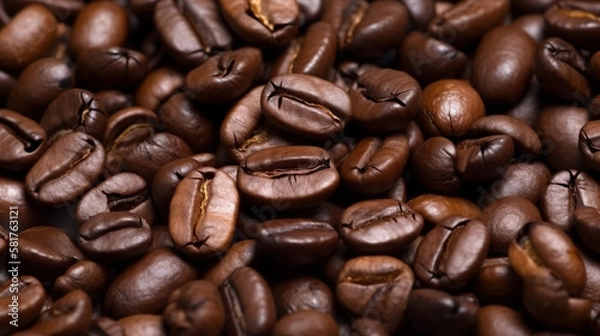 Fototapeta Delicious coffee beans. Based on Generative AI