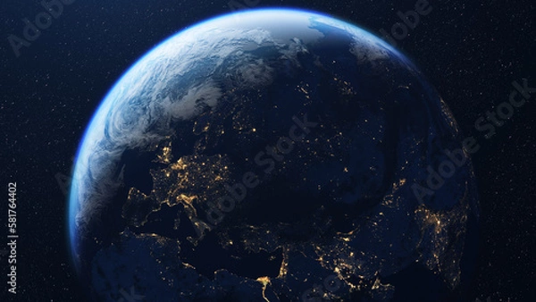 Obraz Beautiful view of planet earth and europe seen from space
