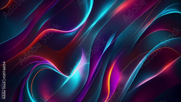 Fototapeta Generative AI, generative and AI background with wavy lines offers a whimsical and organic feel to any artwork. Its abstract and surreal nature can evoke various emotions and offer a memorable effect.