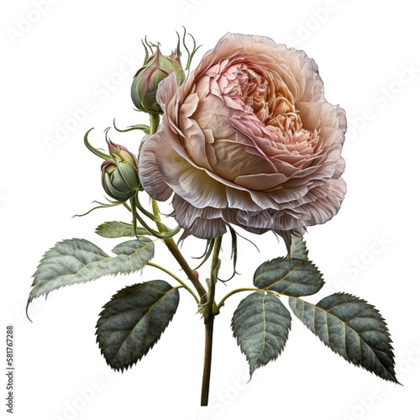Fototapeta Centifolia rose  - Transparent Background. Generative AI