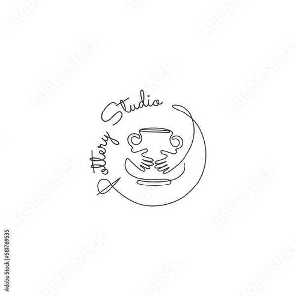 Obraz Logo Pottery Studio Handdrawn on the white background