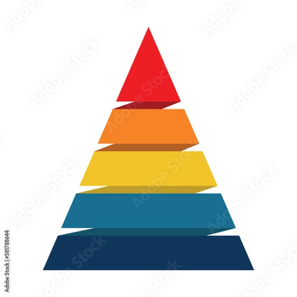 Fototapeta Pyramid Infographic, funnel pyramid business infographic with 5 charts. Template can be edited, recolored, editable. EPS Vector	