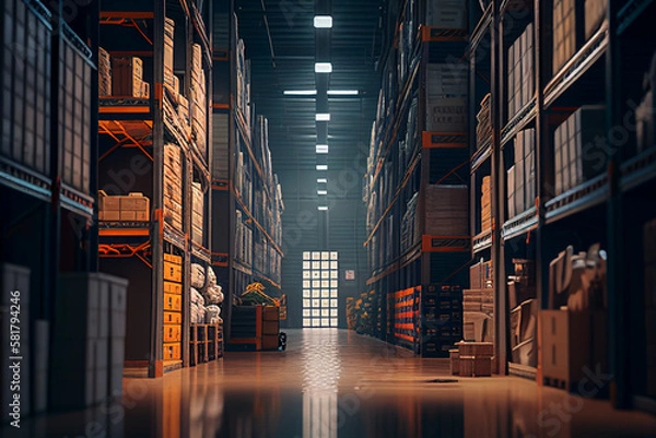 Fototapeta Galpão logístico gestão da cadeia de abastecimento IA Generativa