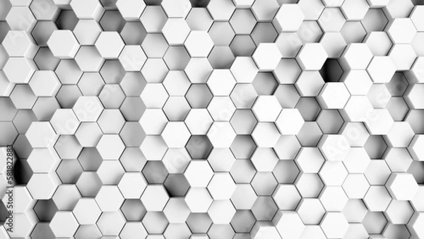 Fototapeta Abstract gray hexagonal sci-fi honeycomb geometrical background. 3d rendering