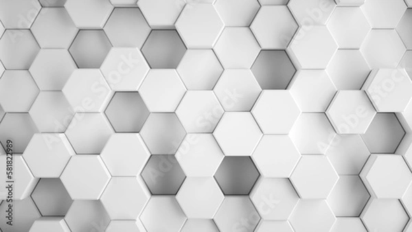 Obraz Abstract gray hexagonal sci-fi honeycomb geometrical background. 3d rendering