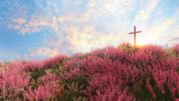 Obraz Cross with flowers