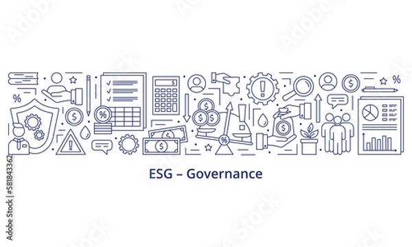 Fototapeta ESG Governance concepts, icons set. Banner. Template. Vector illustration isolated on a white background