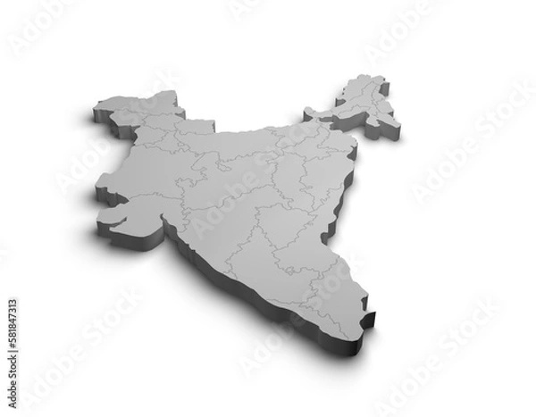 Obraz 3d India map illustration white background isolate