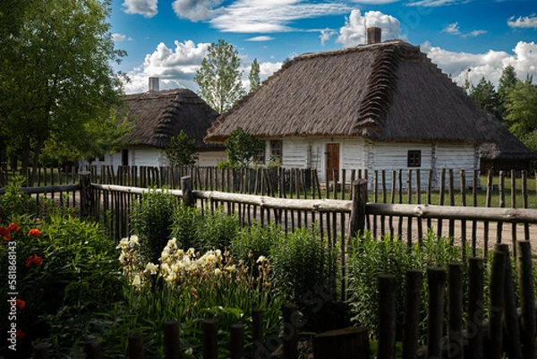 Obraz chata pod strzechą