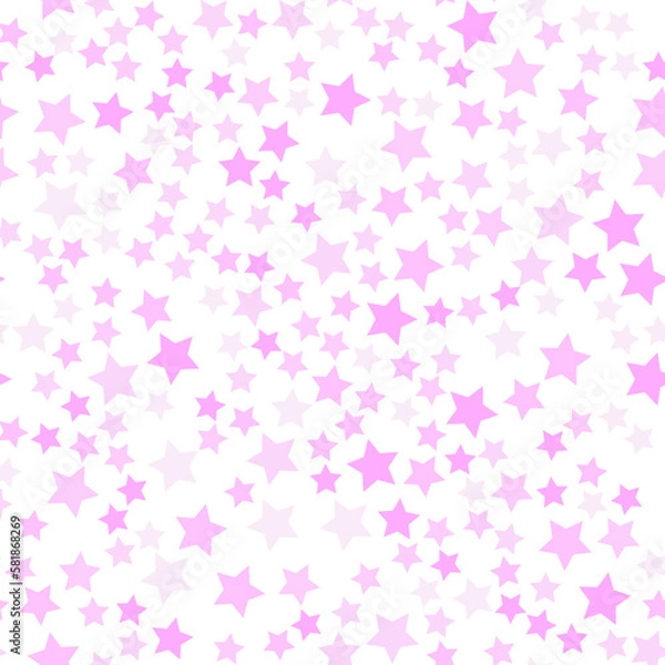 Fototapeta Seamless repeating pattern of big and small stars in various shades of pink and purple color for fabric, textile, papers and other various surfaces