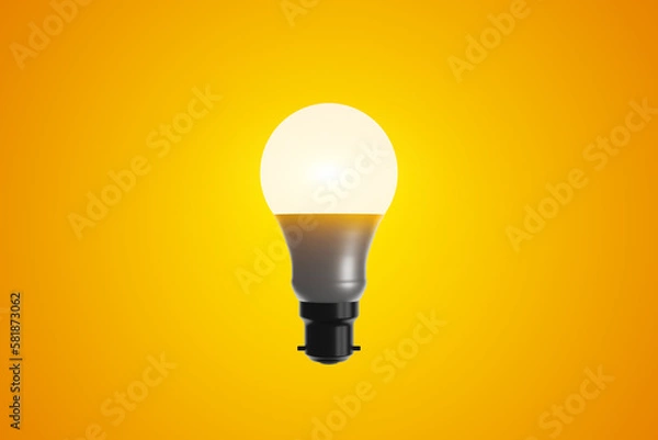 Fototapeta On Light bulb with a yellow background, Lighting bulb, Idea Bulb